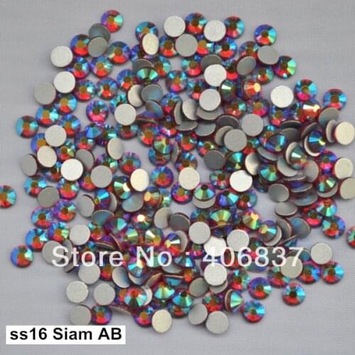 Free Shipping! 1440pcs/Lot, ss16 (3.8-4.0mm) Siam AB Flat Back Non Hotfix Glue On Nail Art Rhinestones