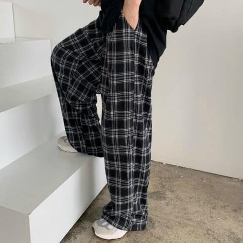 Plaid Pants Women Casual Stylish Oversize Loose Wide Leg Trousers Ins Retro Teenagers Harajuku Hip-hop Unisex Streetwear