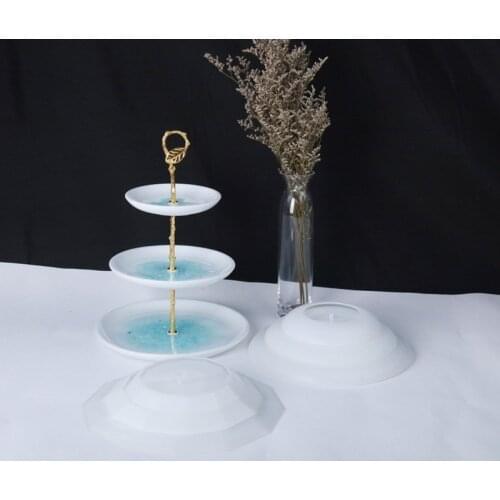 DIY Three-layer Round Tray Silicone Mold Fruit Tea Plate Epoxy Resin Mold Cup pad Mould For Resin Table