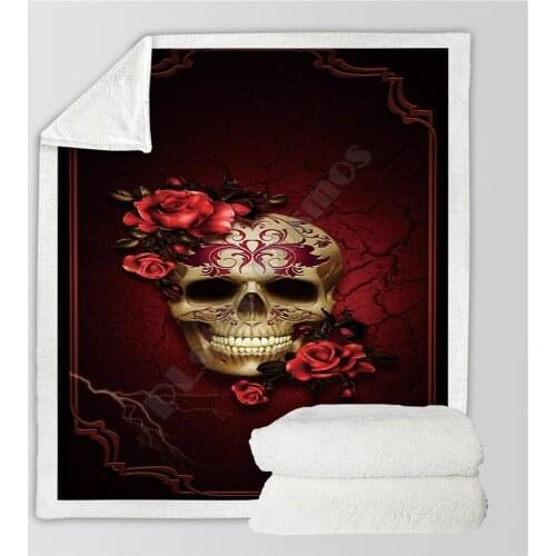 Skull Fleece Blanket 3D full printed Wearable Blanket Adults/kids Fleece Blanket Sherpa Blanket Drop Shipping 05