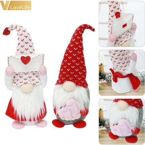 Gnome Plush Doll Red Heart White Envelop Faceless Doll Gifts For Valentines Decor Holiday Party Decor Wedding Table Decoration