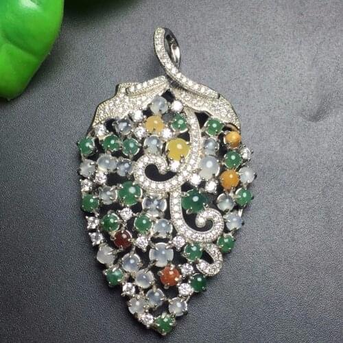 Fine Jewelry Real 925 Steling Silver s925 Myanmer Origin 100% Natural Jade Gemstone Female Pendant Necklaces Christmas Gift