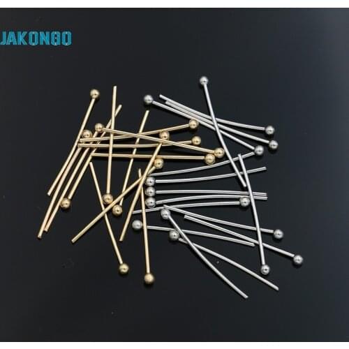 JAKONGO 200pcs/lot Head Pins with Ball End Ball Needles for Beading Jewelry Findings For Making Bracelet Necklace 22mm 30mm