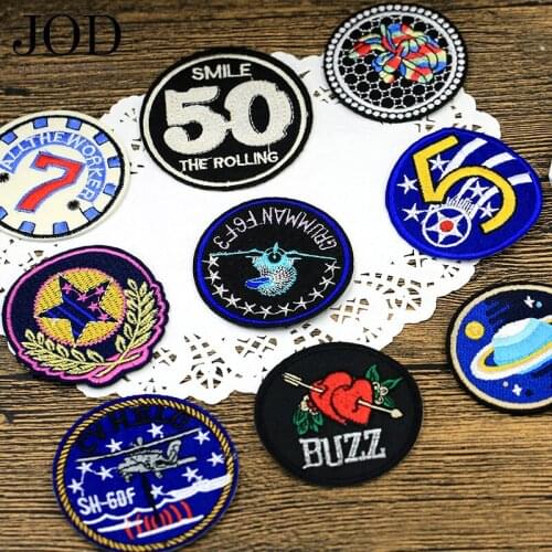 JOD Fashion Badge Cloth Stickers Embroidered Round Patch Down Jacket Denim Shirt Sticker Fill Hole Thermo Application on Clothes