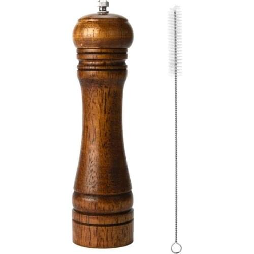 Quality Pepper Grinder Pepper Mill Solid wood with strong adjustable ceramic grinder 8 Inch