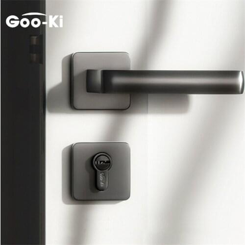Carpathian Gray Zinc Alloy Door Handle Interior Square Bedroom Door Lock Split Silent Security Lock Set for Furniture Hardware