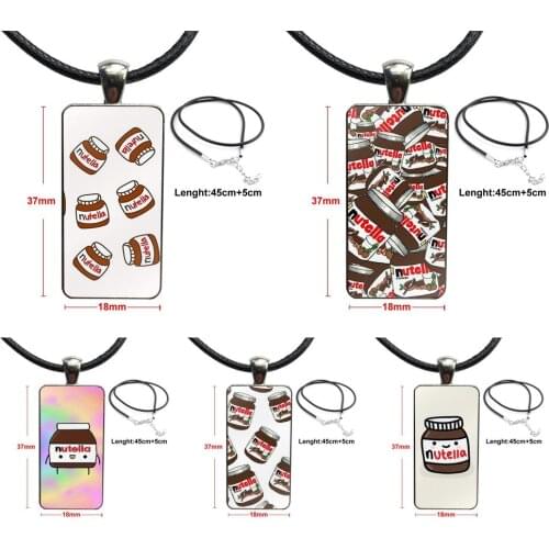 Kawaii Nutella For Unisex Party Gift Design Fashion Vintage Glass Women Rectangle Necklace Pendants