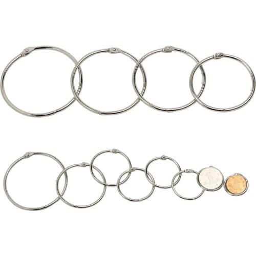 10pcs 15-110mm Open Circle O Ring Metal Buckle Photo Album Calendar Account Hooks Key Chain Picture Book Bookbinding Clip Clasp
