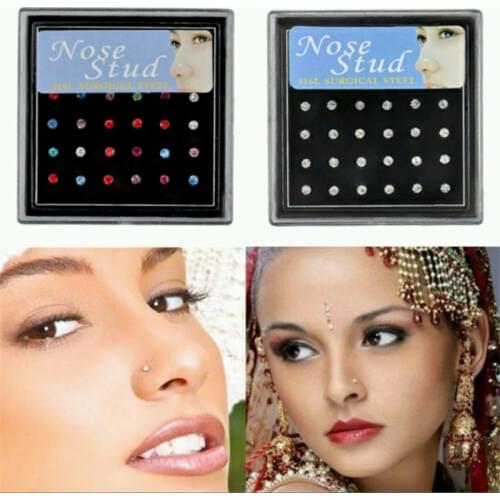 Nose Ring Fashion Body Jewelry Nose Stud Ring Stainless Surgical Steel Nose Piercing Crystal Stud Ring for Women Girl Gift