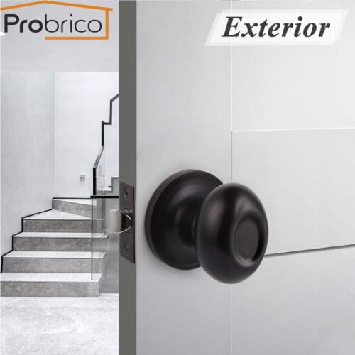 Probrico Rotation Round door handle set Oil rubbed bronze knobs with adjustable latch Keyless wooden gate lock for laundry room