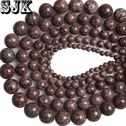 Free Shipping Natural Stone Brown Snowflake Obsidian Round Loose Beads 4 6 8 10 12MM For Bracelet Jewelry Making