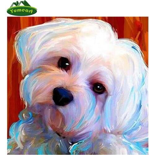 Lap Dogs Maltese Dogs Diamond Embroidery Puppy 5d Diy Diamond Painting Cross Stitch White Cute Dog Pet Animals Wall Sticker
