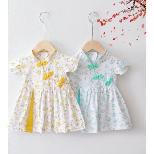 Summer Baby Girl Dress Kids Dresses for Girls Toddler Girl Clothes Floral Print Flying Sleeve Girls Dresses Princess Dress 0-3Y