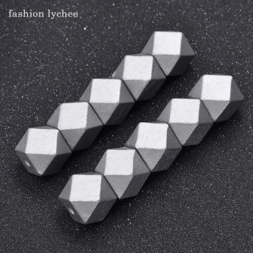 Fashion lychee 20mm Wooden Octagon Geometric Beads For Jewelry Making Women Necklace Bracelet Charms Jewelry Making