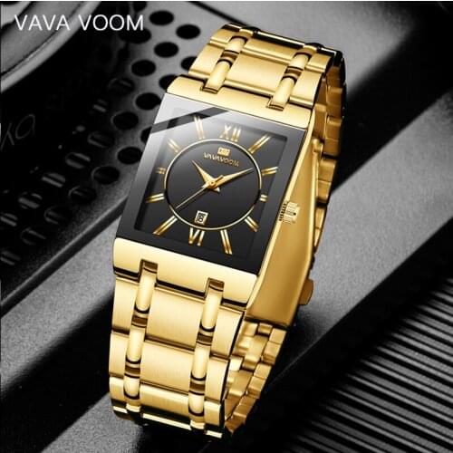VAVA VOOM Fashion Mens Watches Top Brand Luxury Quartz Wrist Watch Men Date Casual Gold Steel Relogio Masculino montre homme