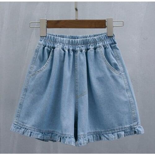 Fashion Women Short Beach Outdoor Casual Loose Solid Color Pant Ladies Large Size Loose Lace High Waist Denim Shorts 2020 New