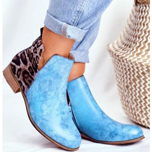 Fashion Women Boots Winter Retro Women Ankle Boots Leisure Leopard Ankle Boots Comfortable Ladies Shoes Plus Size Botas Mujer