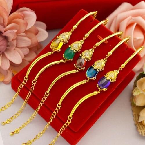 KOERAN FASHION 14K GOLD BRACELET FOR WOMEN WEDDING ENGAGEMENT JEWELRY BRACELET SAND GOLD INLAID RUBY GEMSTONE BRACELET GIFTS