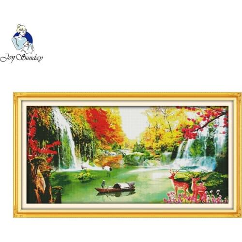 Joy Sunday Creating wealth Needlework DIY Cross stitch Sets For Embroidery kits Precise Printed Patterns Counted Cross-Stitching