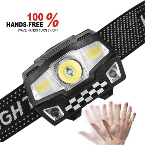 2020 New super bright LED headlights Motion Sensor USB rechargeable Waterproof camping run Lightweight COB headlights