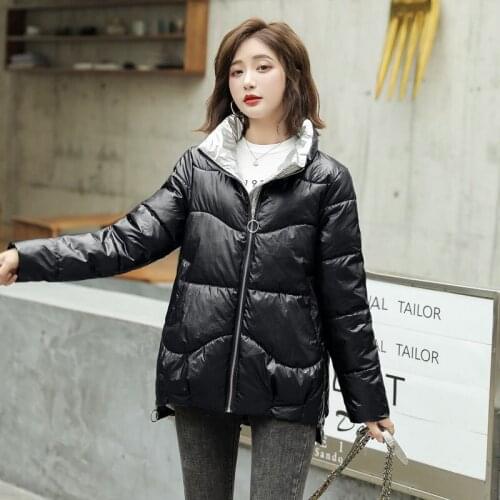2020 New Parkas Women Coat Winter Jacket Glossy Down Cotton Jacket Female Thick Warm Parka Cotton Padded Jacket Outwear P920