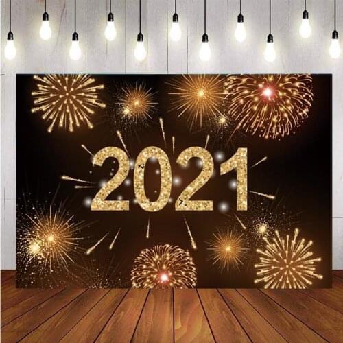 Happy New Year 2021 Photography Backdrop Fireworks Family Celebration Background For Photo Studio Prop