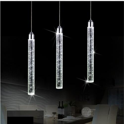 Modern LED Pendant Lights Crystal Dining Room Hanging Lamps Minimalist Tube Lighting Home Decoration Lights Indoor Light Fixture