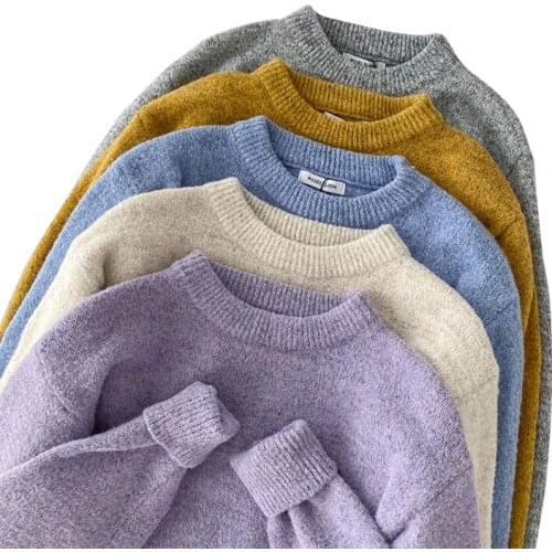 Knit Jumper Sweater Women Round Neck Full Sleeve Soft Basic Pullovers Women 2021 Autumn Casual Loose Knitted Tops Female LD1896
