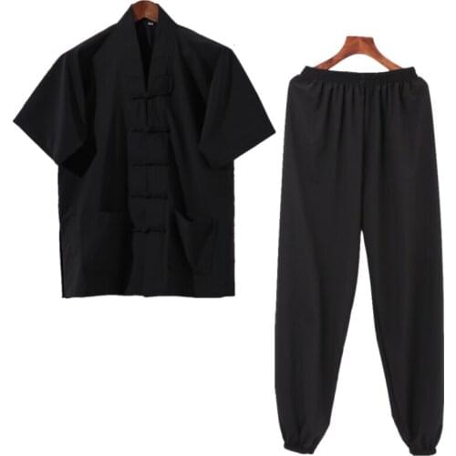 High quality Summer white/black/blue short sleeve Taoism marital arts uniforms Taoist kung fu clothing suits tai chi