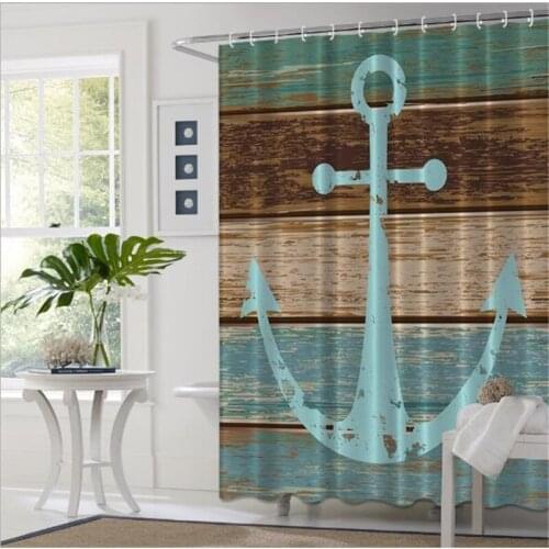 Modern stream woods printed waterproof fabric shower curtain single-plank bridge colorful trees bathroom bathtub curtain
