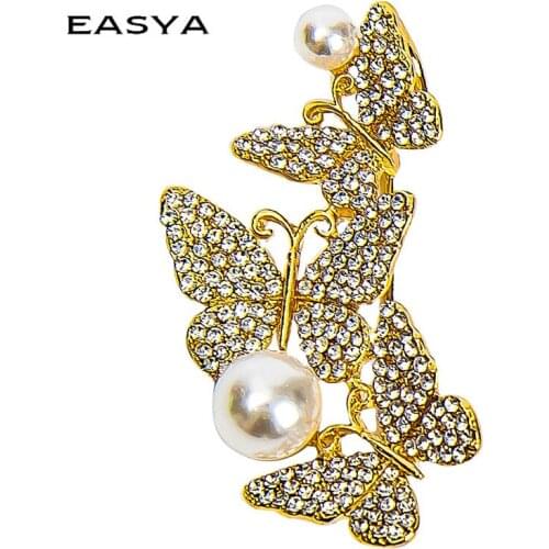 Butterfly Brooch Luxury Crystal Pin Brooches For Women Party Banquet Rhinestone Pins Fashion Jewelry 2021
