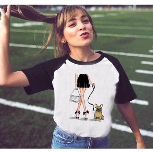 2018 Tops French Bulldog Female T Shirts Pug Printed Tshirt Women animal Boston Terrier Harajuku T-shirt clothes Tee Shirt