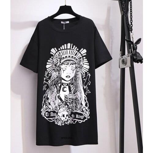 Women Black Dress Plus Size 6XL 7XL 8XL 9XL 10XL 65-150KG tshirt Dress Short Sleeve Cartoon Ladies Casual Large Summer Dresses