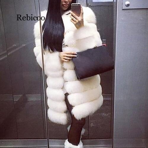 Thick White Warm Fur Long Sleeve O-neck Jacket Winter Fashion Women Faux Fur Furry Coat Outerwear Overcoat Plus Size 3x