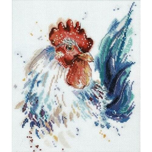 Gold Collection Needlepoint Cockerel Cross Stitch Embroidery Kit Pakistan with 100% Cotton Floss & Free Shipping for Wall Decor