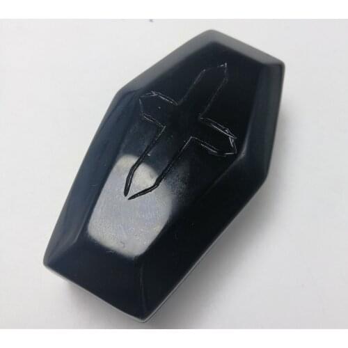 1 pc 6.7-7 cm natural black obsidian stone hand made chakra crystal carving coffin for decoration