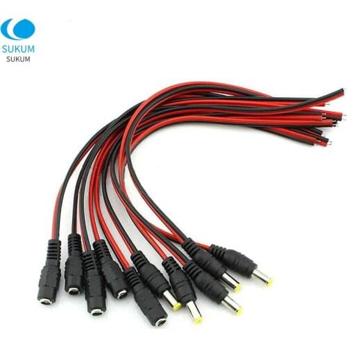 5.5 x 2.1mm DC Power Pigtail Cable Connector 27CM 12V 5A DC Power Male Plug & Female Jack Cable Adapter For CCTV Security Camera