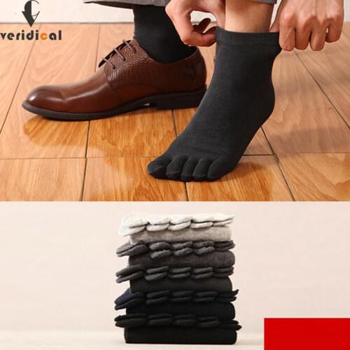 6 Pairs/Lot Business Five Finger Socks For Men Cotton Black White Boat No Show Socks With Toes Brand Anti-Bacterial Hot Sell