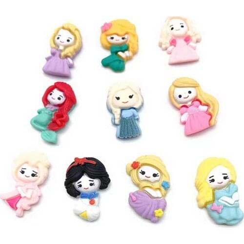 Princess Type Jewelry Price Charm 6pcs Flat Back Glue Set Cartoon Kid Girl Love Gift Decoration Croc Jewelry Findings
