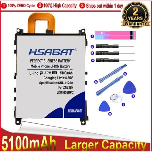HSABAT 0 Cycle 5100mAh Battery for SONY Xperia Z1 L39h L39 C6902 C6903 C6916 C6943 SO-01F L39T L39U LIS1525ERPC Accumulator