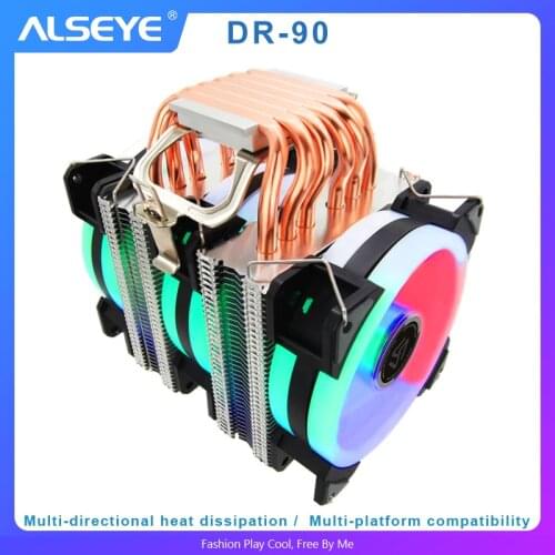 ALSEYE ST-90 CPU Cooler 6 Heat pipes with RGB Fan 4pin PWM 90mm CPU Fan for Computer LGA775/115x/1366/2011/1200 AM2/AM3/AM4