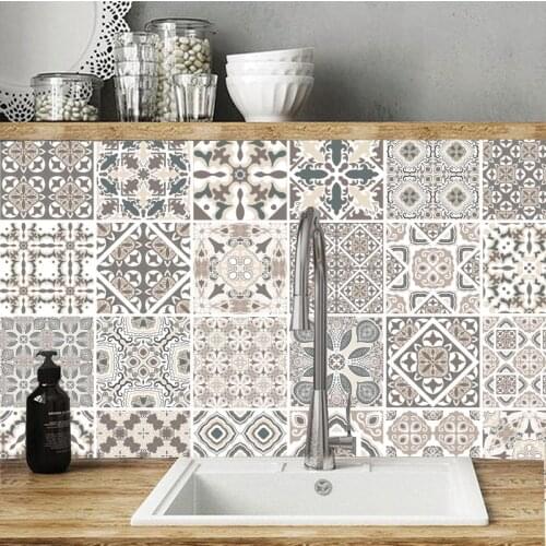 Arabic Retro Strip Tiles Wall Sticker Bathroom Kitchen Tables Decoration Wallpaper Art Mural Peel & Stick Glossy Surface PVC