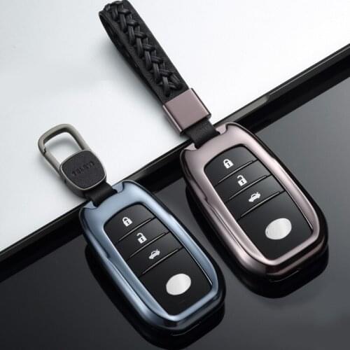 Car Aluminium Alloy Key Holder Cover Case Shell Chain For Toyota Highlander XU50 Camry Corolla RAV4 XA40 Alphard Crown