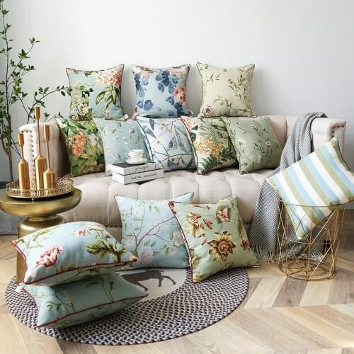 Sofa Pillow Cushions Home Decor Throw Pillow Cases Household Printed Flower Square Cushions Living Room Cotton Linen Pillowcase