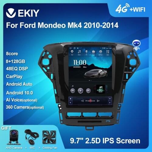 EKIY Android 10 Multimedia Tesla Vertical Screen For Ford Mondeo Mk4 2010-2014 Car GPS Radio Navi BT Stereo 2 DIN no DVD Player