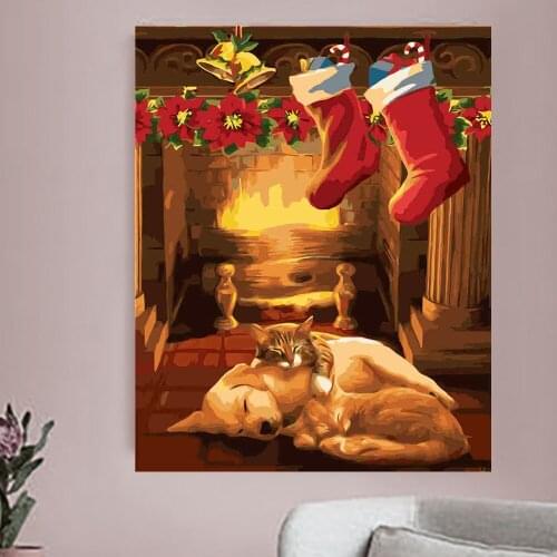 Paint By Number Frame Animal Modern Wall Art Decors Door NumbersKits Tekening Canvas Diy Olie Foto Nummers Home Gift Dog 40X50