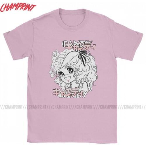 Candy Candy Anime T Shirt Mens 100% Cotton Funny T-Shirt Round Neck 70s Retro Tees Short Sleeve Tops Big Size