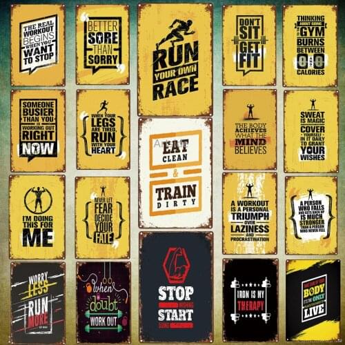 Metal Sign Get Fit Sport Run Man Cave Decoration Vintage Bar Slogan Decoration Sign Garage Shabby Chic Home Decor