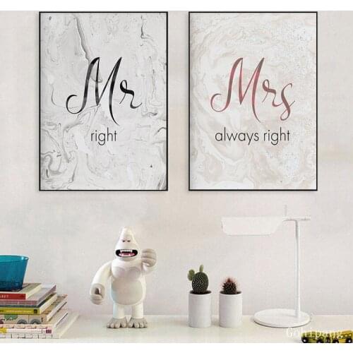 Minimalist Quote Wall Art Mr Rignt Paintings for Interior Canvas Posters and Prints for Living Room Frameless Art Picture Decor