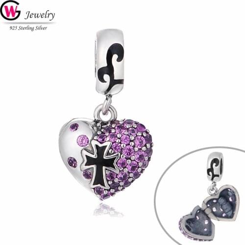 Trendy Charm Openable Heart Fit For Original Pandora Bracelet Bangles Love Charms 925 Sterling Silver Beads DIY Jewelry Making